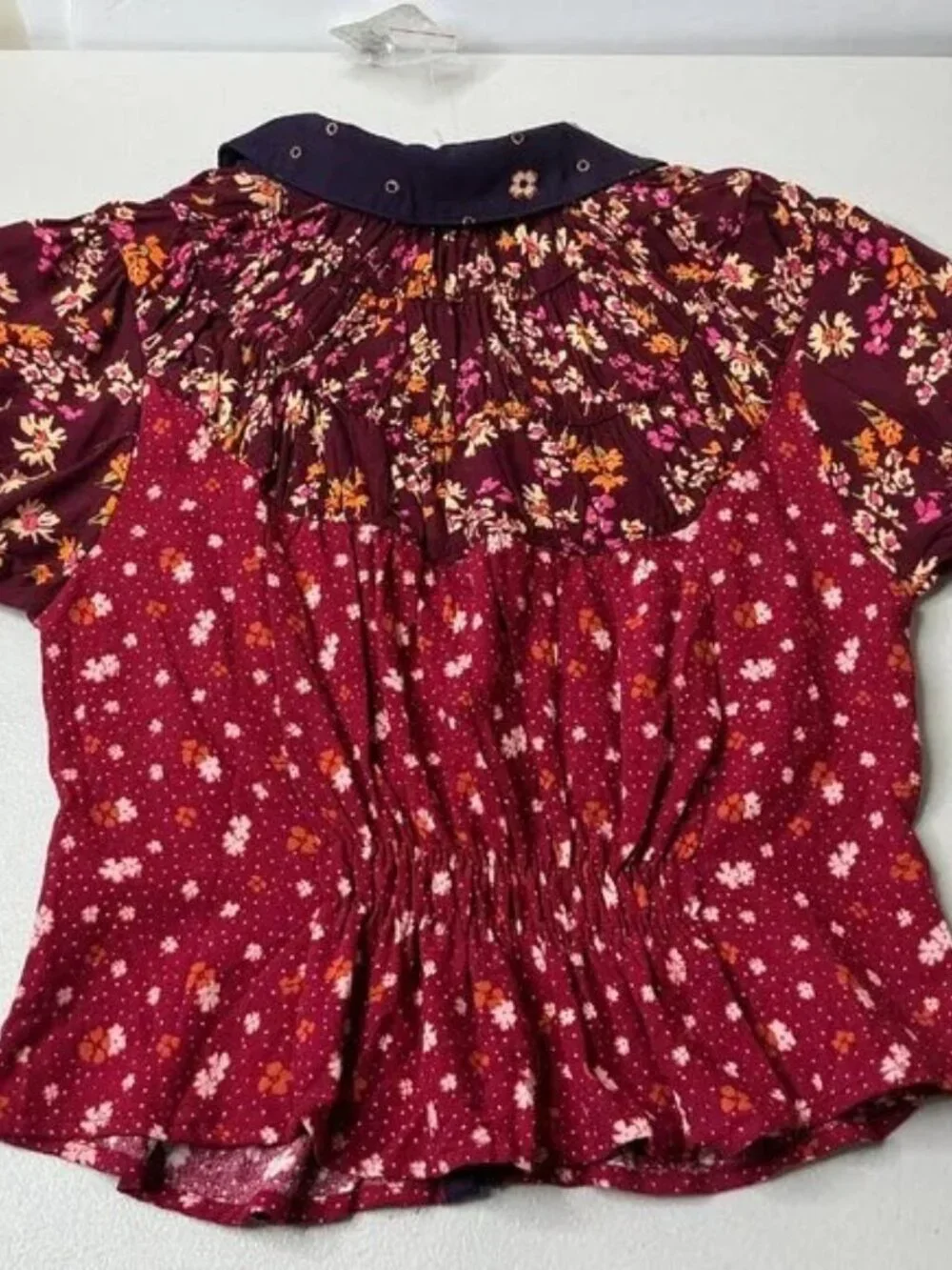 NWT Free People Bella Blouse in Earth Red Combo Colorway Size X-Small